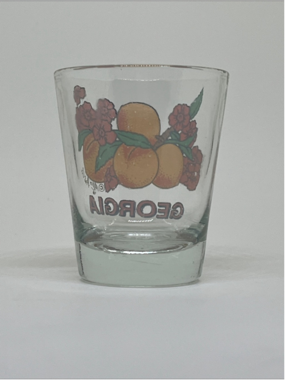 Georgia Peach Decorative Shot Glass - Orange Peach Design - Picture 2 of 2